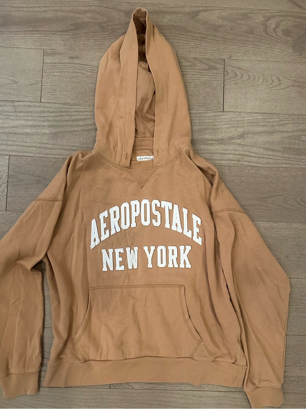 Aeropostale Tan Hoodie with White Lettering